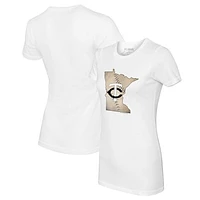 Women's Tiny Turnip White Minnesota Twins State Outline T-Shirt
