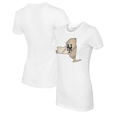 Women's Tiny Turnip White New York Mets State Outline T-Shirt
