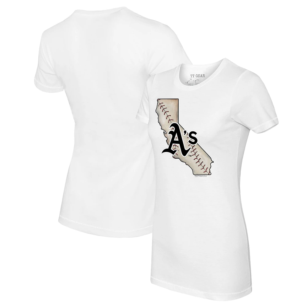 Women's Tiny Turnip White Athletics State Outline T-Shirt