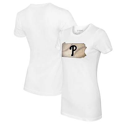 Women's Tiny Turnip White Philadelphia Phillies State Outline T-Shirt