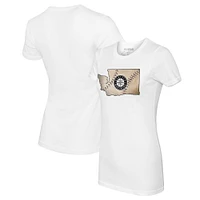 Women's Tiny Turnip White Seattle Mariners State Outline T-Shirt