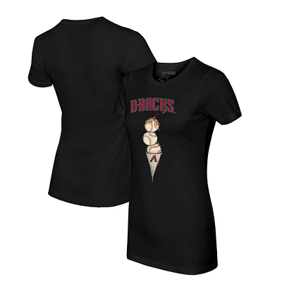 Women's Tiny Turnip Black Arizona Diamondbacks Triple Scoop T-Shirt