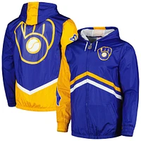 Men's Mitchell & Ness  Royal Milwaukee Brewers Undeniable Full-Zip Hoodie Windbreaker Jacket