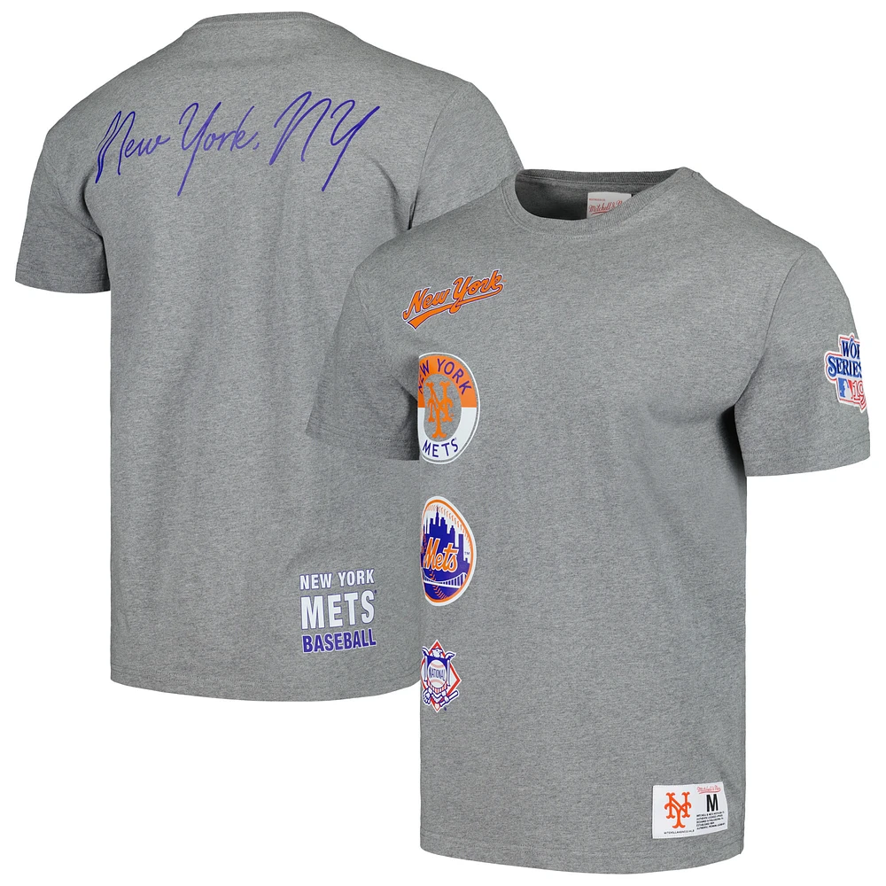 Men's Mitchell & Ness Heather Gray New York Mets Cooperstown Collection City Collection T-Shirt