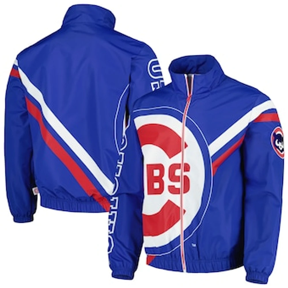 Men's Mitchell & Ness Royal Chicago Cubs Exploded Logo Warm Up Full-Zip Jacket