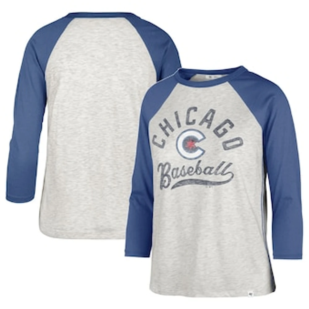 Women's '47 Gray Chicago Cubs City Connect Retro Daze Ava Raglan 3/4-Sleeve T-Shirt