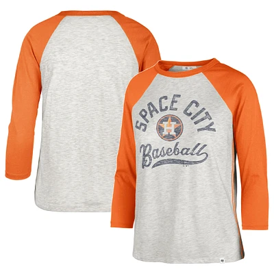 Women's '47 Gray Houston Astros City Connect Retro Daze Ava Raglan 3/4-Sleeve T-Shirt