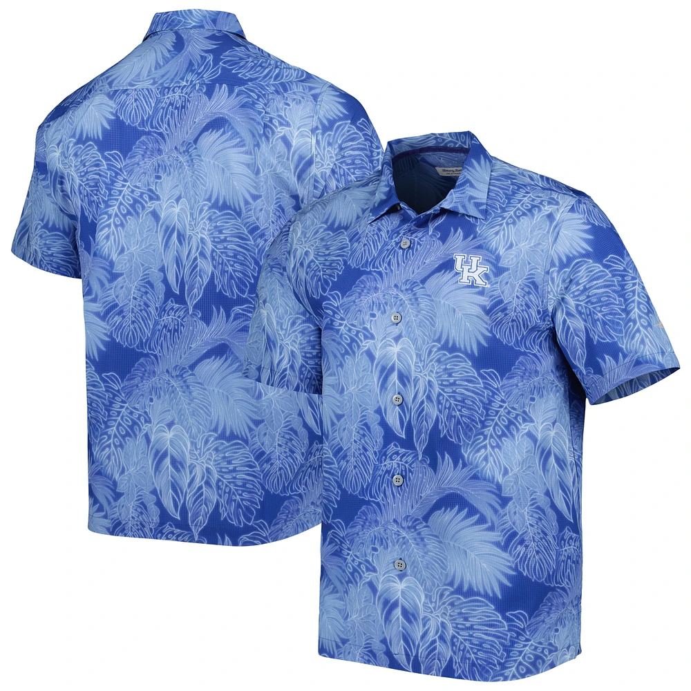 Men's Tommy Bahama Royal Kentucky Wildcats Big & Tall Coast Luminescent Fronds IslandZone Button-Up Camp Shirt