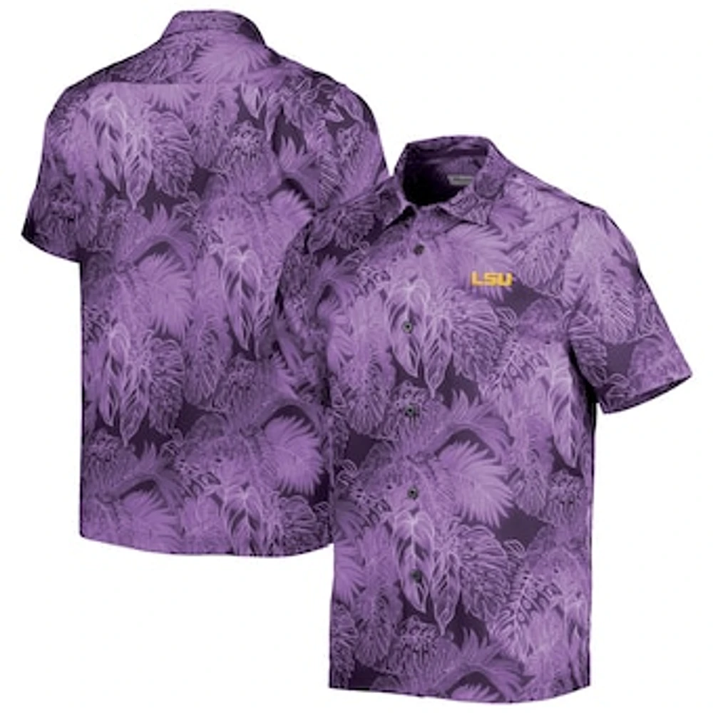 Men's Tommy Bahama Purple LSU Tigers Big & Tall Coast Luminescent Fronds IslandZone Button-Up Camp Shirt