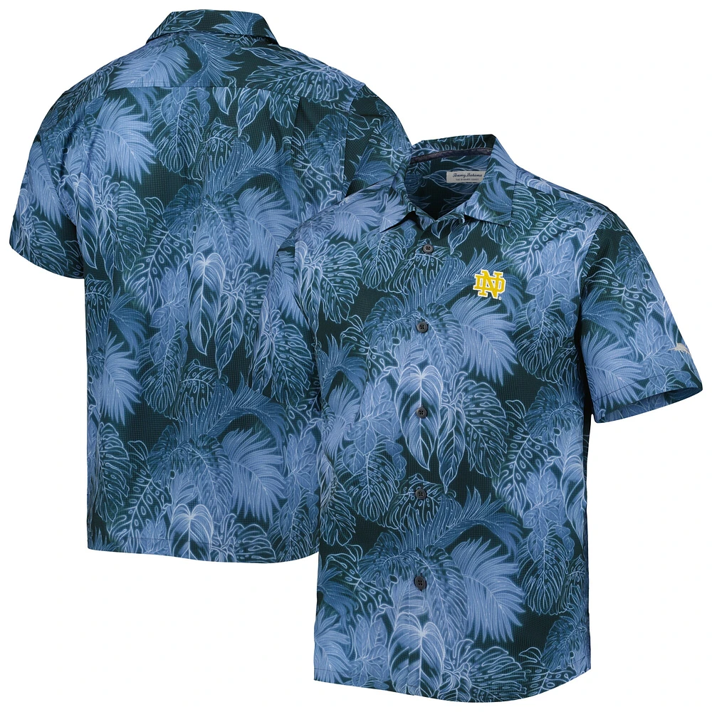 Men's Tommy Bahama Navy Notre Dame Fighting Irish Big & Tall Coast Luminescent Fronds IslandZone Button-Up Camp Shirt