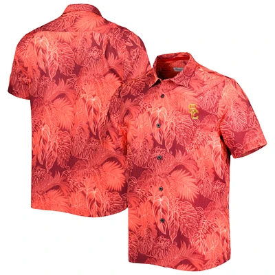 Men's Tommy Bahama Cardinal USC Trojans Big & Tall Coast Luminescent Fronds IslandZone Button-Up Camp Shirt