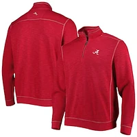 Men's Tommy Bahama Crimson Alabama Tide Big & Tall Tobago Bay Tri-Blend Quarter-Zip Sweatshirt