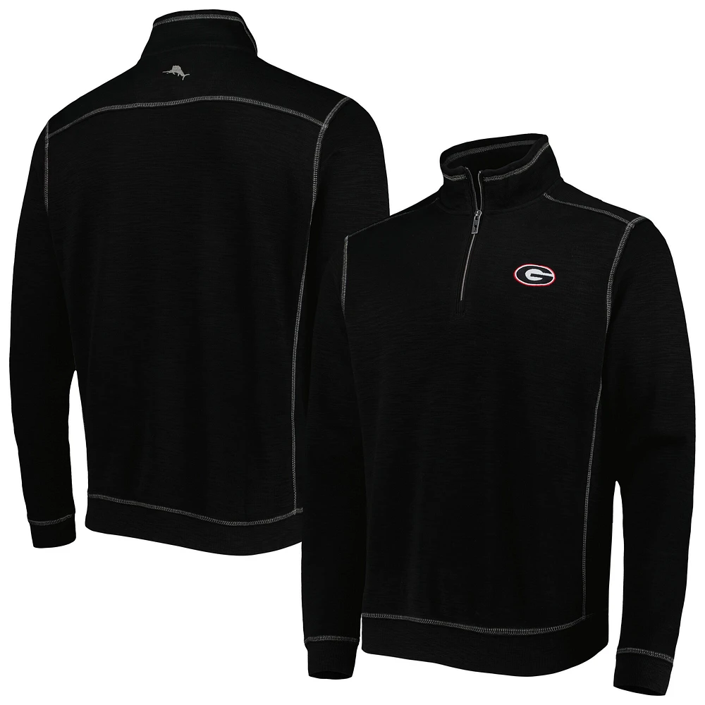 Men's Tommy Bahama Black Georgia Bulldogs Big & Tall Tobago Bay Tri-Blend Quarter-Zip Sweatshirt