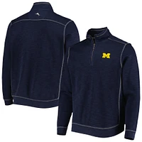 Men's Tommy Bahama Navy Michigan Wolverines Big & Tall Tobago Bay Tri-Blend Quarter-Zip Sweatshirt