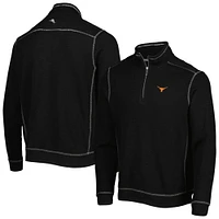 Men's Tommy Bahama Black Texas Longhorns Big & Tall Tobago Bay Tri-Blend Quarter-Zip Sweatshirt