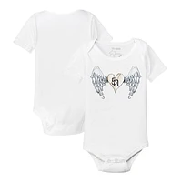 Infant Tiny Turnip White San Diego Padres Angel Wings Bodysuit