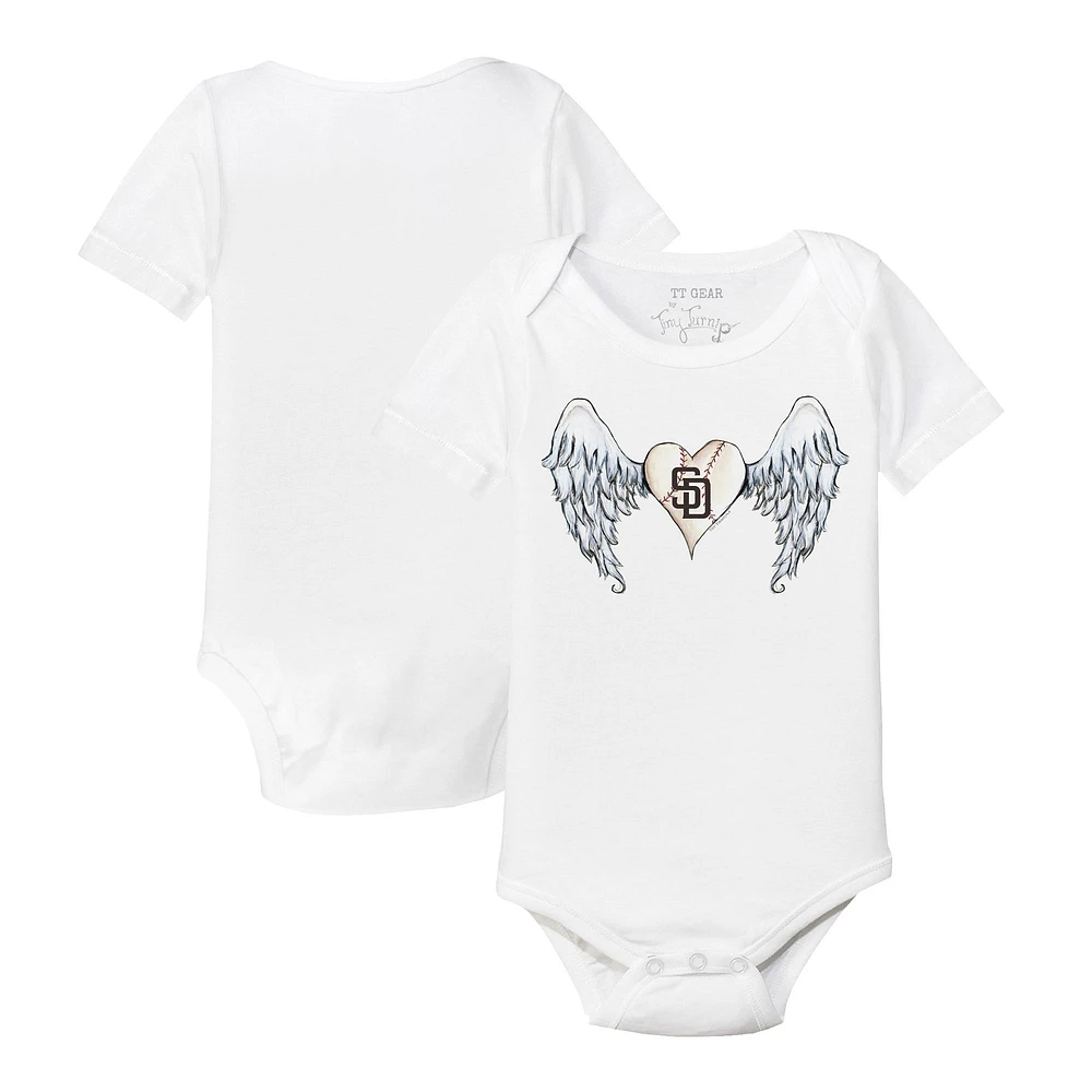 Infant Tiny Turnip White San Diego Padres Angel Wings Bodysuit