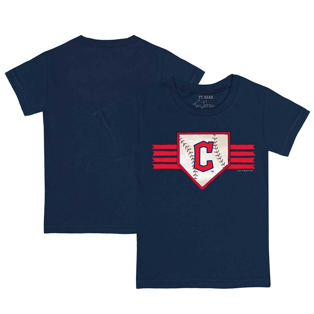 Infant Tiny Turnip Navy Cleveland Guardians Base Stripe T-Shirt