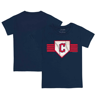 Infant Tiny Turnip Navy Cleveland Guardians Base Stripe T-Shirt
