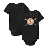 Infant Tiny Turnip Black Baltimore Orioles Baseball Cross Bats Bodysuit