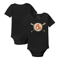Infant Tiny Turnip Black Baltimore Orioles Baseball Cross Bats Bodysuit