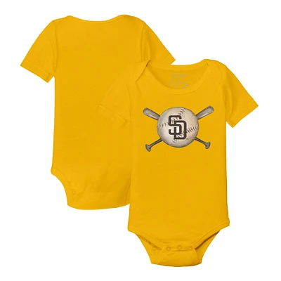Infant Tiny Turnip Gold San Diego Padres Baseball Cross Bats Bodysuit