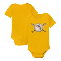 Infant Tiny Turnip Gold San Diego Padres Baseball Cross Bats Bodysuit