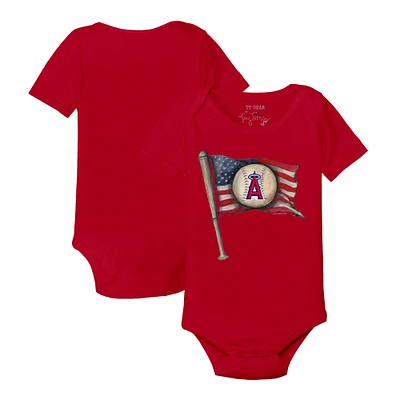 Infant Tiny Turnip Red Los Angeles Angels Baseball Flag Bodysuit