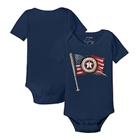Infant Tiny Turnip Navy Houston Astros Baseball Flag Bodysuit