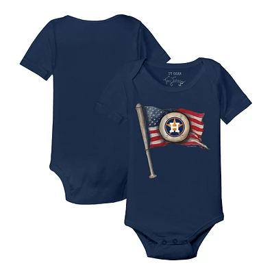 Infant Tiny Turnip Navy Houston Astros Baseball Flag Bodysuit