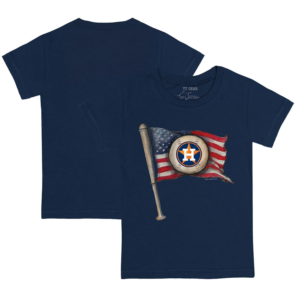 Infant Tiny Turnip Navy Houston Astros Baseball Flag T-Shirt