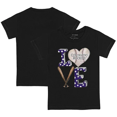 Infant Tiny Turnip Black Colorado Rockies Baseball Love T-Shirt