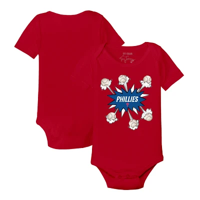 Infant Tiny Turnip Red Philadelphia Phillies Baseball Pow Bodysuit