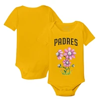 Infant Tiny Turnip Gold San Diego Padres Blooming Baseballs Bodysuit