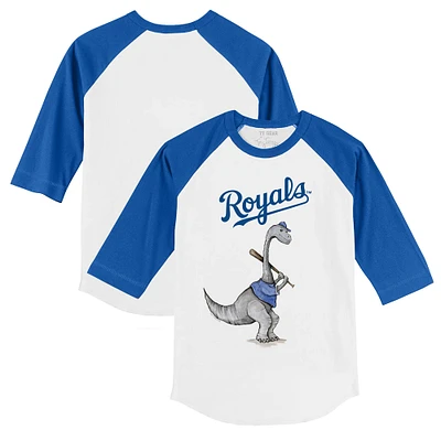 Infant Tiny Turnip White/Royal Kansas City Royals Bronto Raglan 3/4 Sleeve T-Shirt