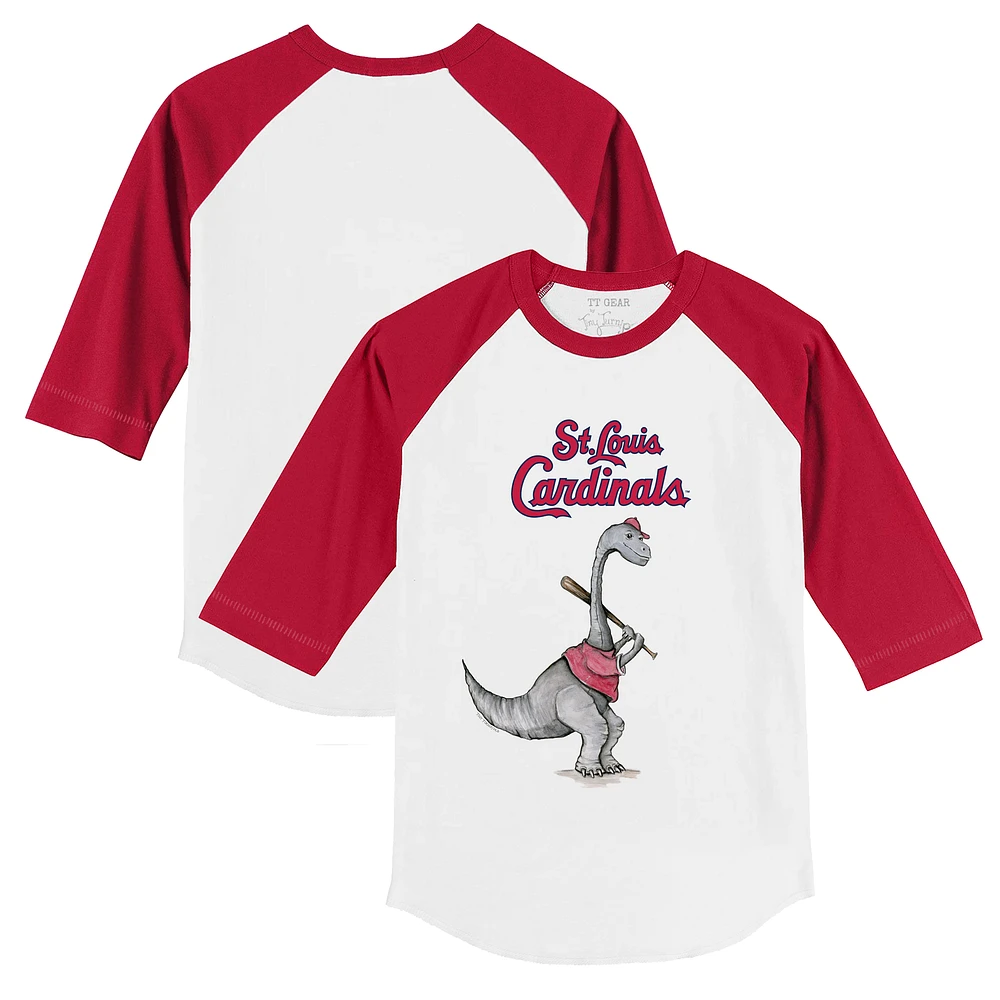 Infant Tiny Turnip White/Red St. Louis Cardinals Bronto Raglan 3/4 Sleeve T-Shirt