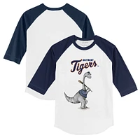 Infant Tiny Turnip White/Navy Detroit Tigers Bronto Raglan 3/4 Sleeve T-Shirt
