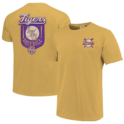 Men's Gold LSU Tigers Baseball Shield T-Shirt