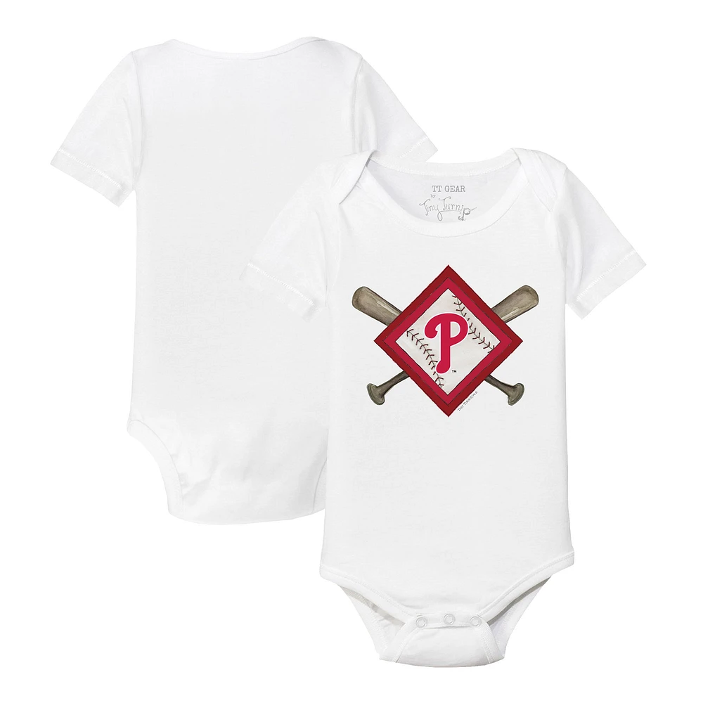 Infant Tiny Turnip White Philadelphia Phillies Diamond Cross Bats Bodysuit