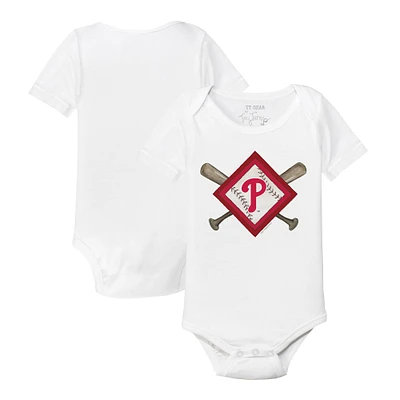 Infant Tiny Turnip White Philadelphia Phillies Diamond Cross Bats Bodysuit