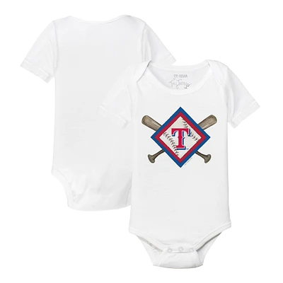 Infant Tiny Turnip White Texas Rangers Diamond Cross Bats Bodysuit