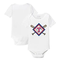 Infant Tiny Turnip White Texas Rangers Diamond Cross Bats Bodysuit