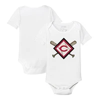 Infant Tiny Turnip White Cincinnati Reds Diamond Cross Bats Bodysuit