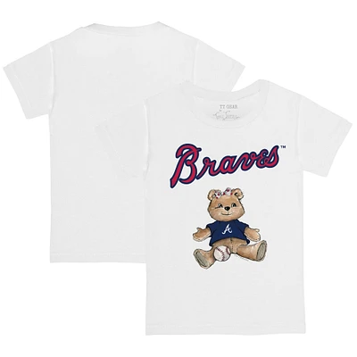 Infant Tiny Turnip White Atlanta Braves Girl Teddy T-Shirt