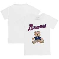 Infant Tiny Turnip White Atlanta Braves Girl Teddy T-Shirt