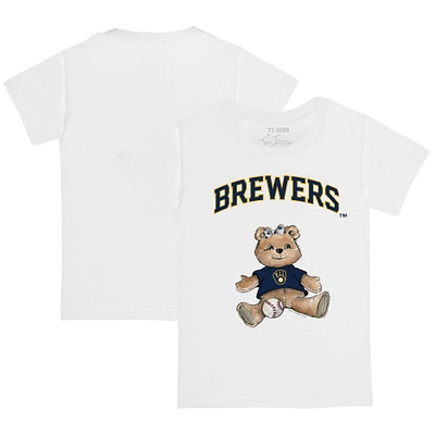 Infant Tiny Turnip White Milwaukee Brewers Girl Teddy T-Shirt