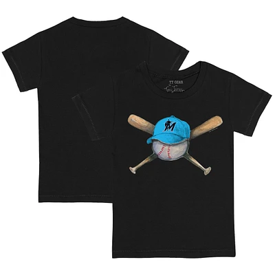 Infant Tiny Turnip Black Miami Marlins Hat Crossbats T-Shirt