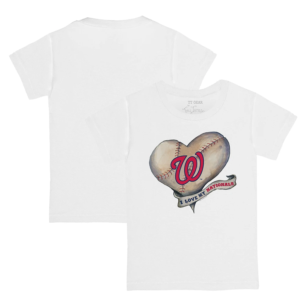 Infant Tiny Turnip White Washington Nationals Heart Banner T-Shirt