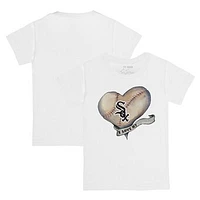 Infant Tiny Turnip White Chicago Sox Heart Banner T-Shirt