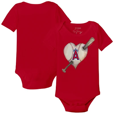 Infant Tiny Turnip Red Los Angeles Angels Heart Bat Bodysuit
